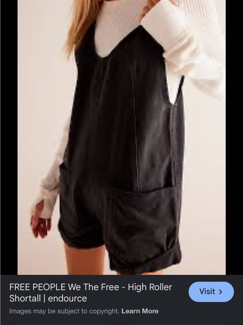 Free People We the Free High Roller Black Denim Shortall Overall Large - Picture 3 of 10